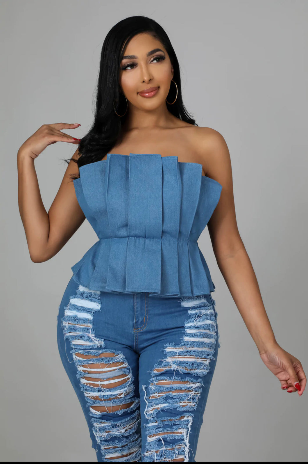 Pleated Pleasure Peplum Top